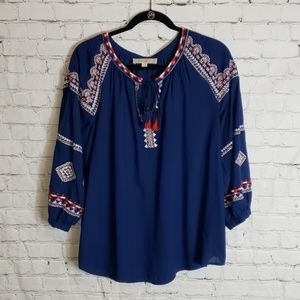 Loft Tribal Stitch Blouse